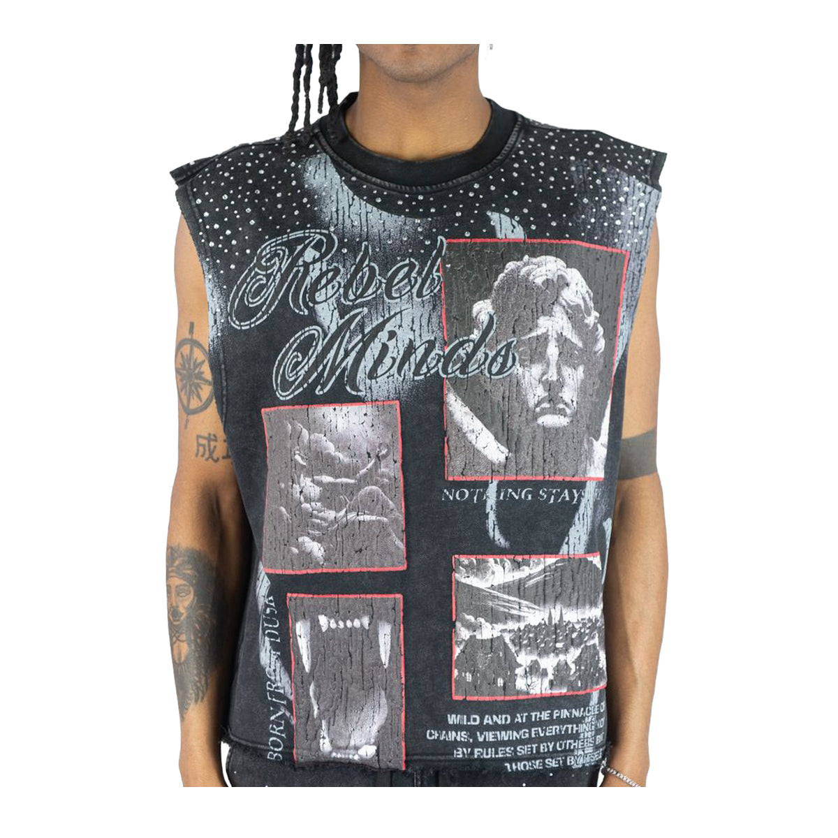 Rebel Minds Born From Dust Sleeveless Tee - Black - front view