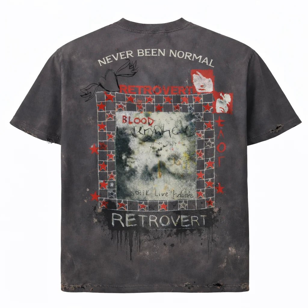 Retrovert Vintage Grid Grey T-Shirt from On Time Fashions – T-shirt by Retrovert, Birmingham AL’s 1 fashion store and premier destination for streetwear, suits, kids fashion, and big & tall