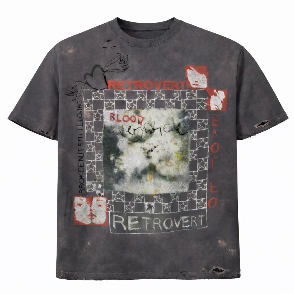 Retrovert Vintage Grid Grey T-Shirt from On Time Fashions – T-shirt by Retrovert, Birmingham AL’s 1 fashion store and premier destination for streetwear, suits, kids fashion, and big & tall