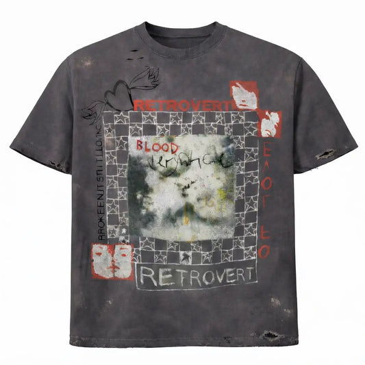 Retrovert Vintage Grid Grey T-Shirt by Retrovert