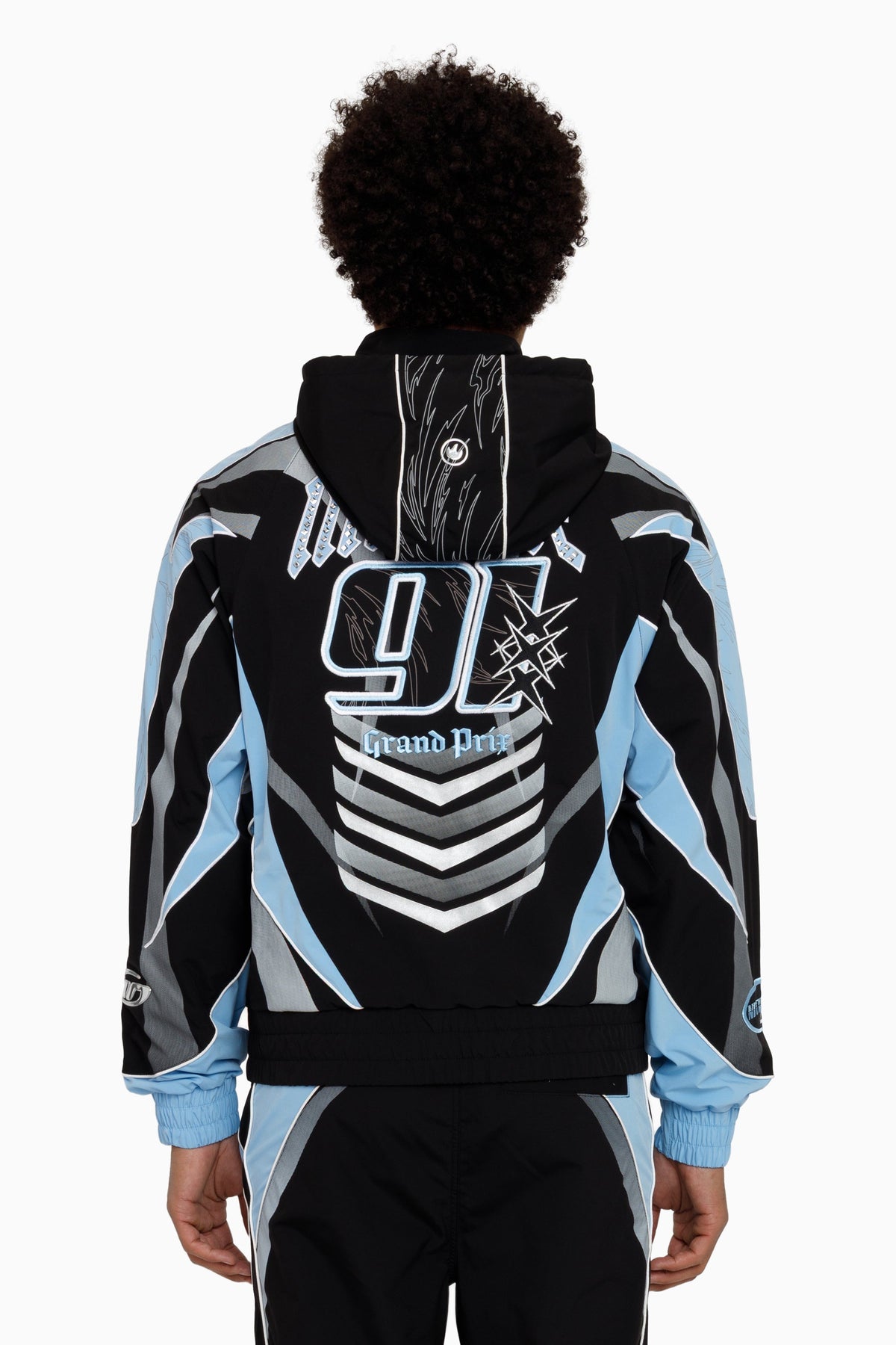 Smoke Rise Rising Colorblock Windbreaker Jacket in Blue Bell back view