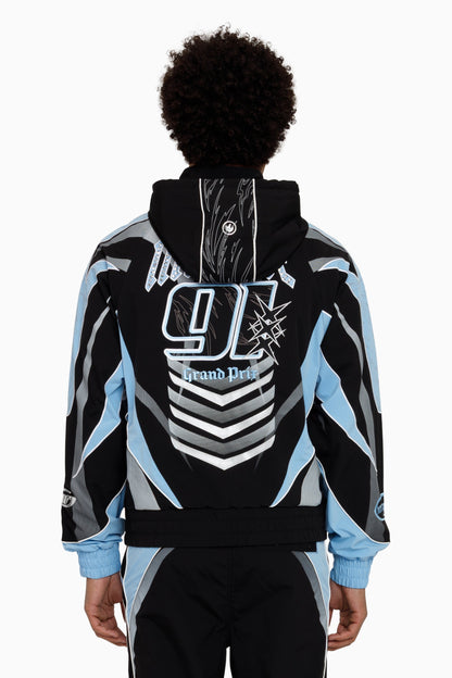 Smoke Rise Rising Colorblock Windbreaker Jacket in Blue Bell back view