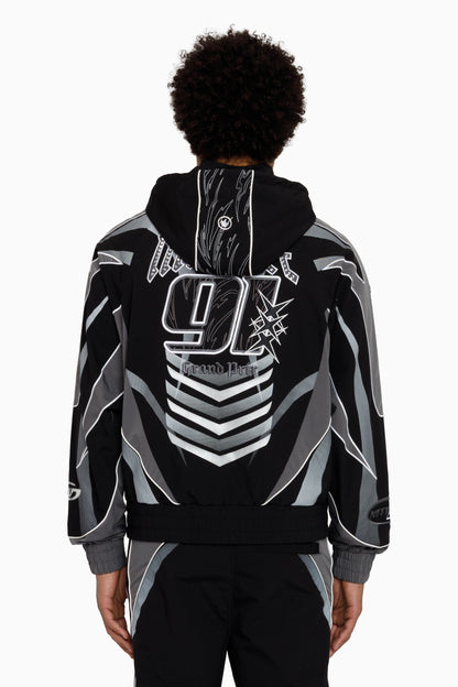 Smoke Rise Rising Colorblock Windbreaker Jacket in Castlerock back view