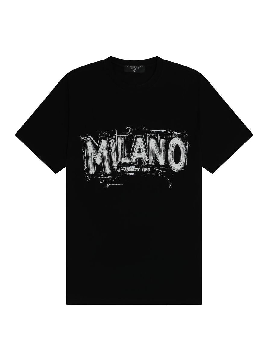 Robert Vino "Milano" Front Tee from On Time Fashions – T-shirt by Robert Vino Milano, Birmingham AL’s 1 fashion store and premier destination for streetwear, suits, kids fashion, and big & tall