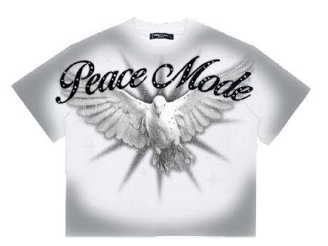 Roku Studio Peace Airbrush Boxy Tee in White/Black, product view