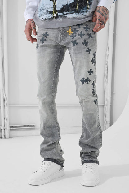 See You In Paradise Forbidden Fruit Stacked Skinny Denim from On Time Fashions – Jeans by Jordan Craig, Birmingham AL’s 1 fashion store and premier destination for streetwear, suits, kids fashion, and big & tall