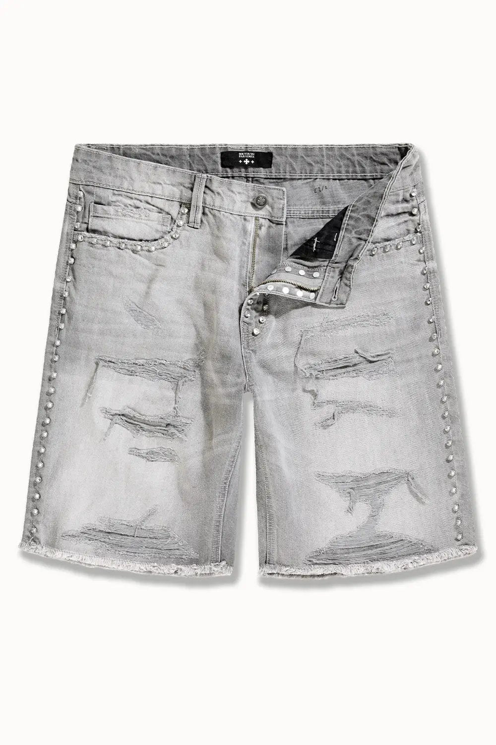 See You in Paradise JBP109S Heavy Metal denim shorts in Arctic Grey, front view