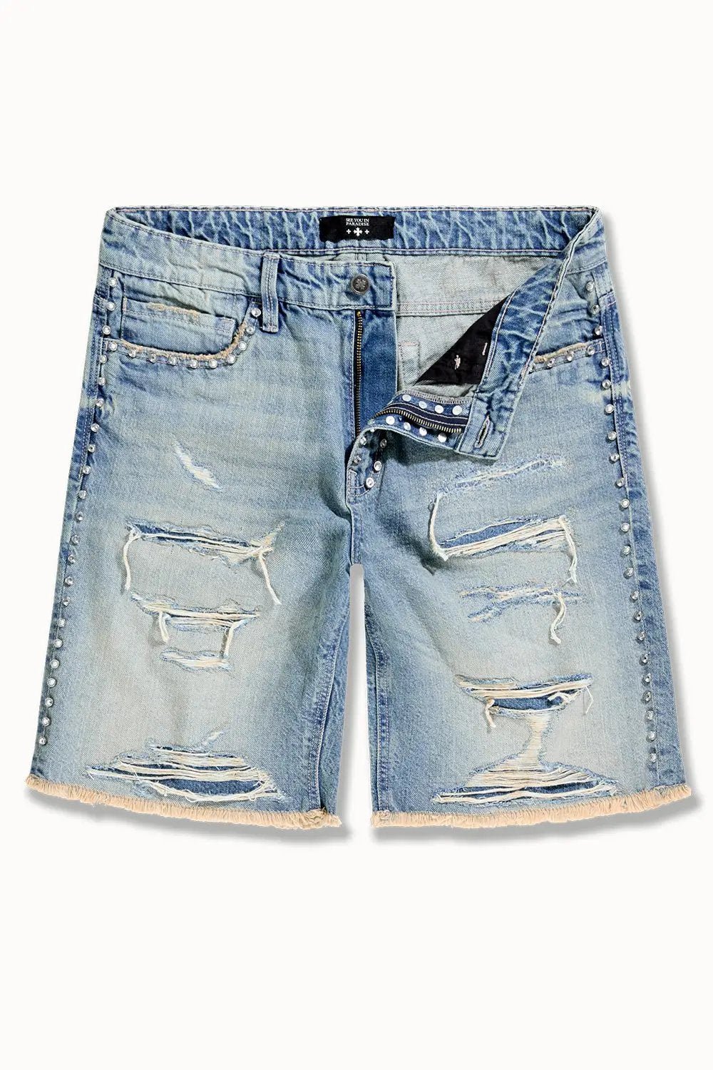 See You in Paradise JBP109S Heavy Metal denim shorts in Iced Lager, front view