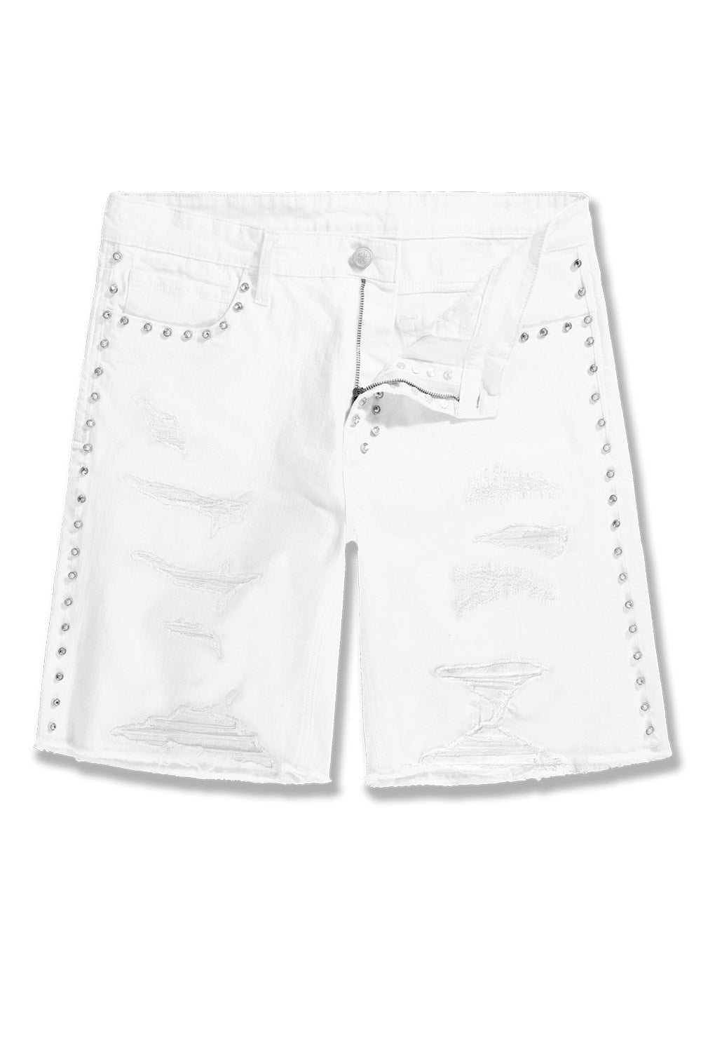 See You in Paradise JBP109S Heavy Metal denim shorts in White, front view