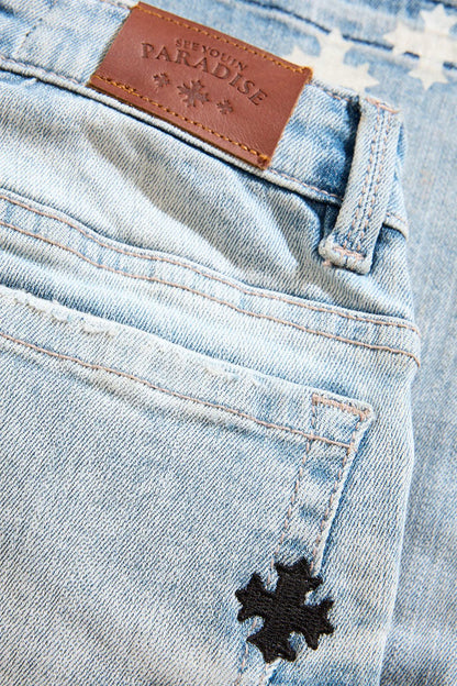 See You in Paradise Kid's Forbidden Fruit Skinny Stacked Denim from On Time Fashions – Kid's Jeans by Jordan Craig, Birmingham AL’s 1 fashion store and premier destination for streetwear, suits, kids fashion, and big & tall