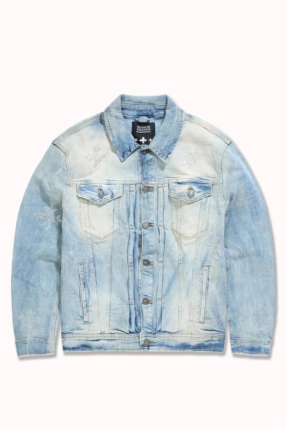See You In Paradise Limelight Denim Jacket from On Time Fashions – Jackets by Jordan Craig, Birmingham AL’s 1 fashion store and premier destination for streetwear, suits, kids fashion, and big & tall