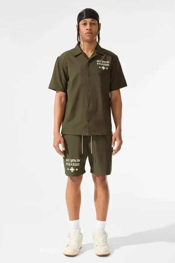 Jordan Craig See You in Paradise Mechanic Set in military olive, available at On Time Fashions in Birmingham, AL.