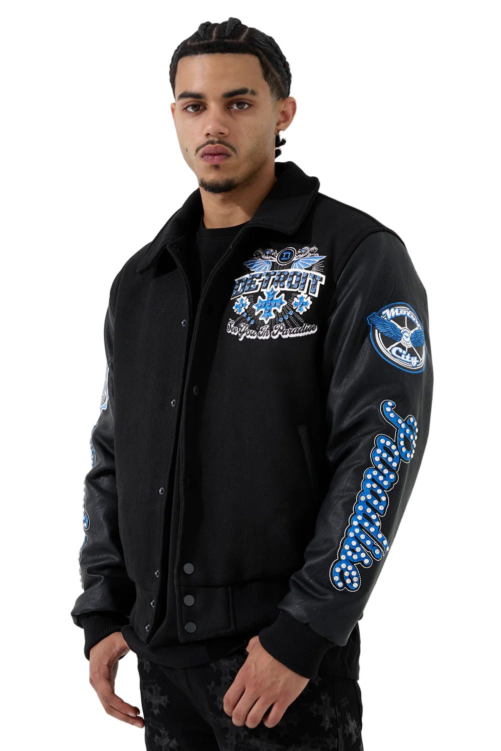 See You in Paradise Motor City Varsity Jacket from On Time Fashions – Varsity Jacket by Jordan Craig, Birmingham AL’s 1 fashion store and premier destination for streetwear, suits, kids fashion, and big & tall