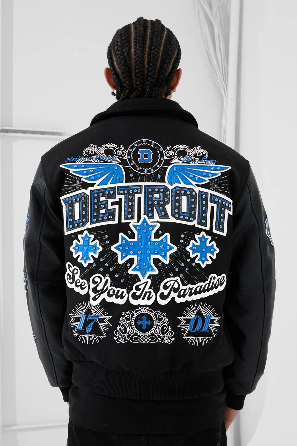 See You in Paradise Motor City Varsity Jacket from On Time Fashions – Varsity Jacket by Jordan Craig, Birmingham AL’s 1 fashion store and premier destination for streetwear, suits, kids fashion, and big & tall
