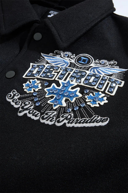 See You in Paradise Motor City Varsity Jacket from On Time Fashions – Varsity Jacket by Jordan Craig, Birmingham AL’s 1 fashion store and premier destination for streetwear, suits, kids fashion, and big & tall