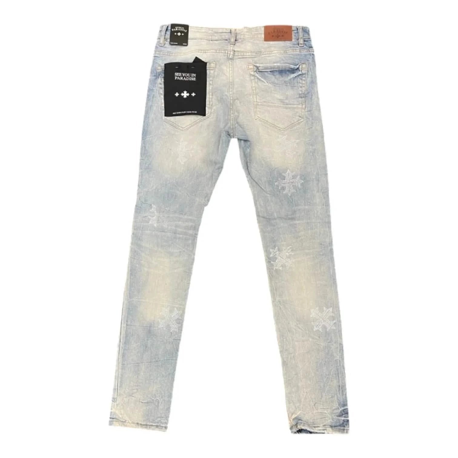 See You In Paradise Rhinestone Cross Sean Jeans from On Time Fashions – Jeans by Jordan Craig, Birmingham AL’s 1 fashion store and premier destination for streetwear, suits, kids fashion, and big & tall