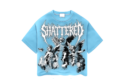 Shattered Hearts Fallen Angels Tee - Blue, front catalog view