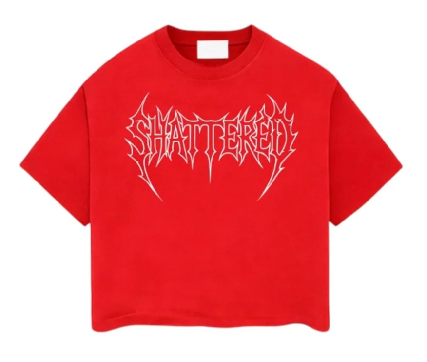 Shattered Hearts Shattered Logo Tee - Red, front catalog view