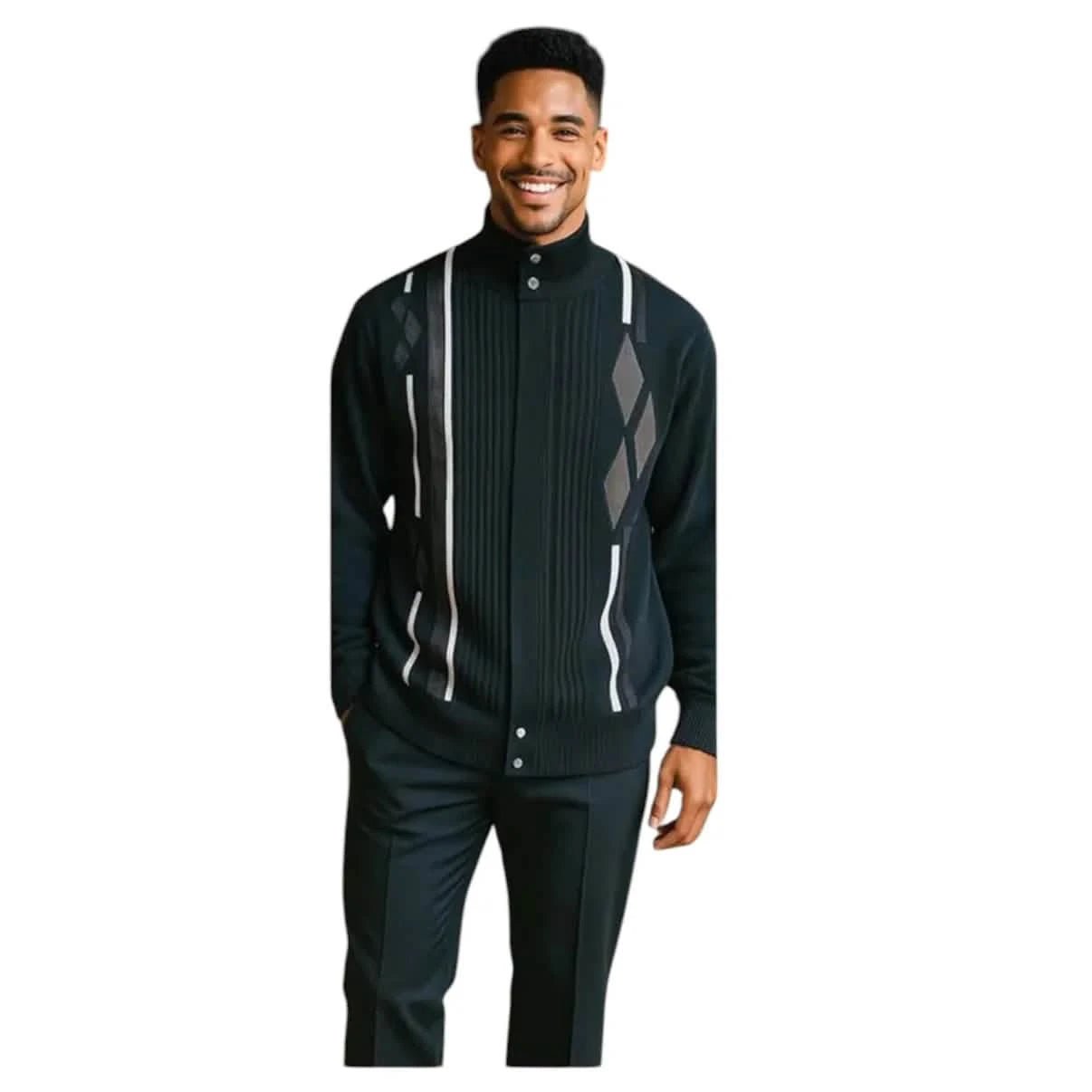 Silver Silk Suede Diamond Argyle Zip