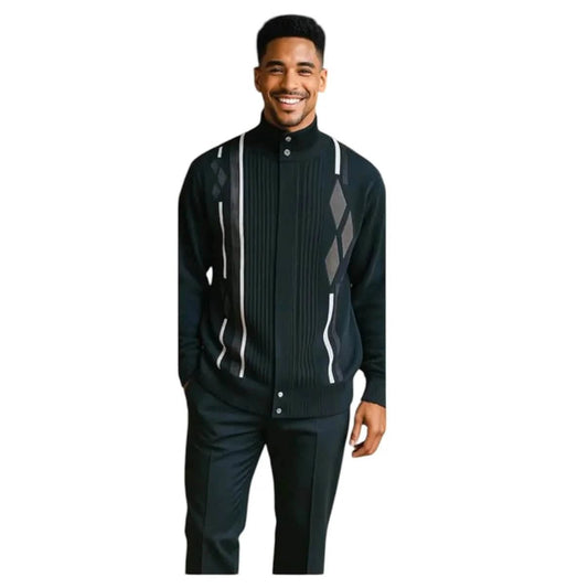 Silver Silk Suede Diamond Argyle Zip from On Time Fashions – Casual Sweater by Silver Silk, Birmingham AL’s 1 fashion store and premier destination for streetwear, suits, kids fashion, and big & tall