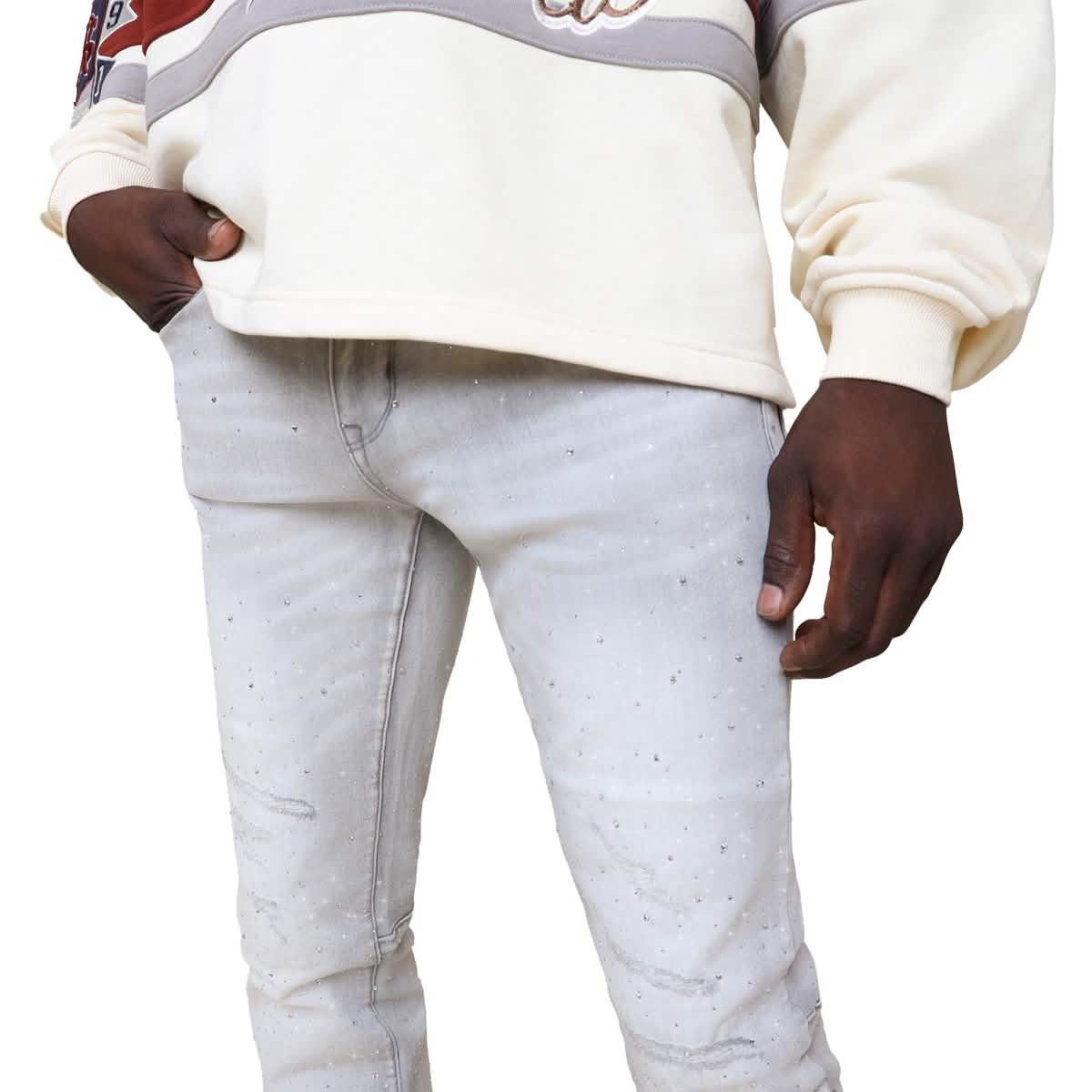 Smoke Rise All Rhinestone Jean from On Time Fashions – Jeans by New World Creation, Birmingham AL’s 1 fashion store and premier destination for streetwear, suits, kids fashion, and big & tall
