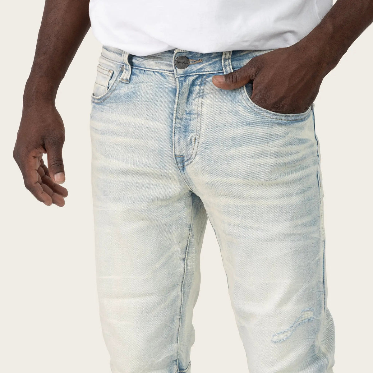Smoke Rise Crystal Effect Washed Slim Fit Jeans