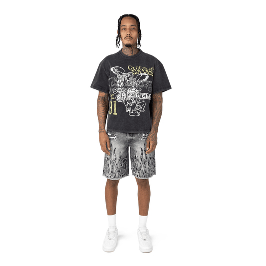 Smoke Rise Flame Denim Shorts from On Time Fashions â€“ by On Time Fashions Birmingham, Birmingham ALâ€™s 1 fashion store and premier destination for streetwear, suits, kids fashion, and big & tall