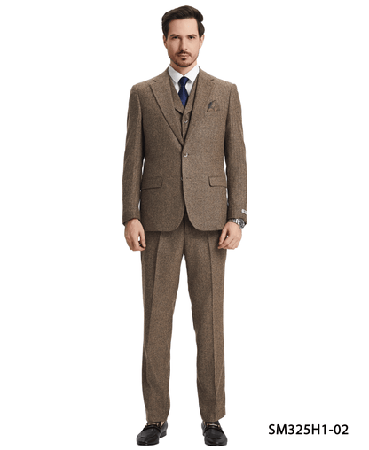 Stacy Adams Hybrid-Fit Vested Suit, Brown Tweed from On Time Fashions – Mens Suits by Stacy Adams, Birmingham AL’s 1 fashion store and premier destination for streetwear, suits, kids fashion, and big & tall