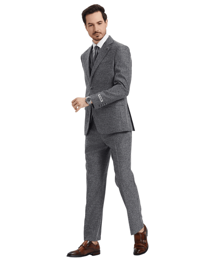 Stacy Adams Hybrid-Fit Vested Suit, Grey Tweed from On Time Fashions – Mens Suits by Stacy Adams, Birmingham AL’s 1 fashion store and premier destination for streetwear, suits, kids fashion, and big & tall