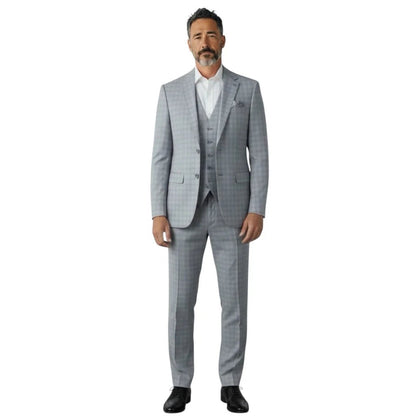 Stacy Adams Plaid Modern Fit 3-Piece Suit – JR-729571