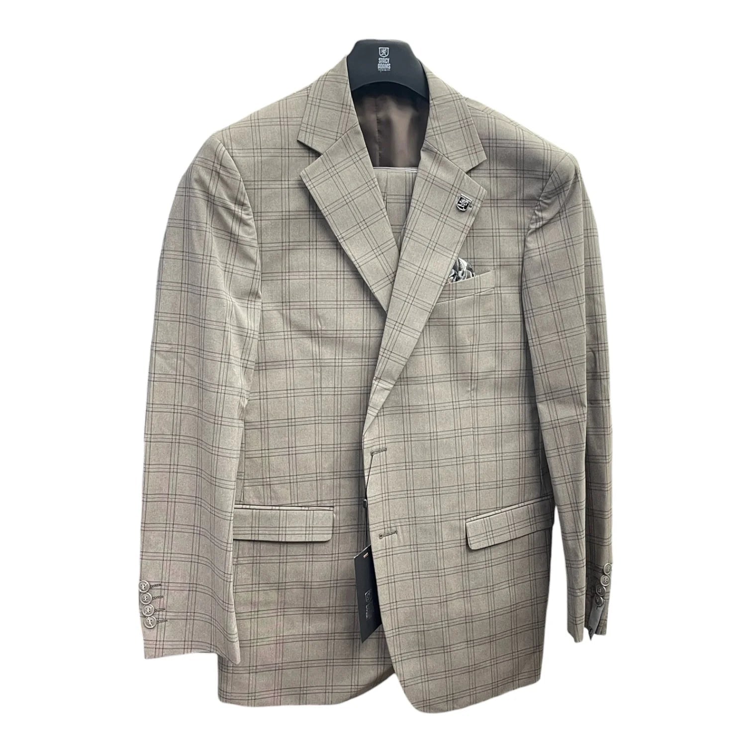 Stacy Adams Plaid Modern Fit 3-Piece Suit – SA08-552 from On Time Fashions – Mens Suits by Suits America, Birmingham AL’s 1 fashion store and premier destination for streetwear, suits, kids fashion, and big & tall