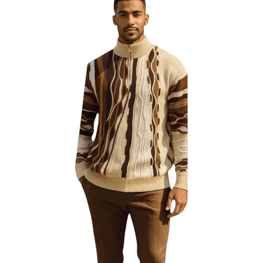 Stacy Adams Quarter Zip Pullover Sweater from On Time Fashions – Casual Sweater by Silver Silk, Birmingham AL’s 1 fashion store and premier destination for streetwear, suits, kids fashion, and big & tall
