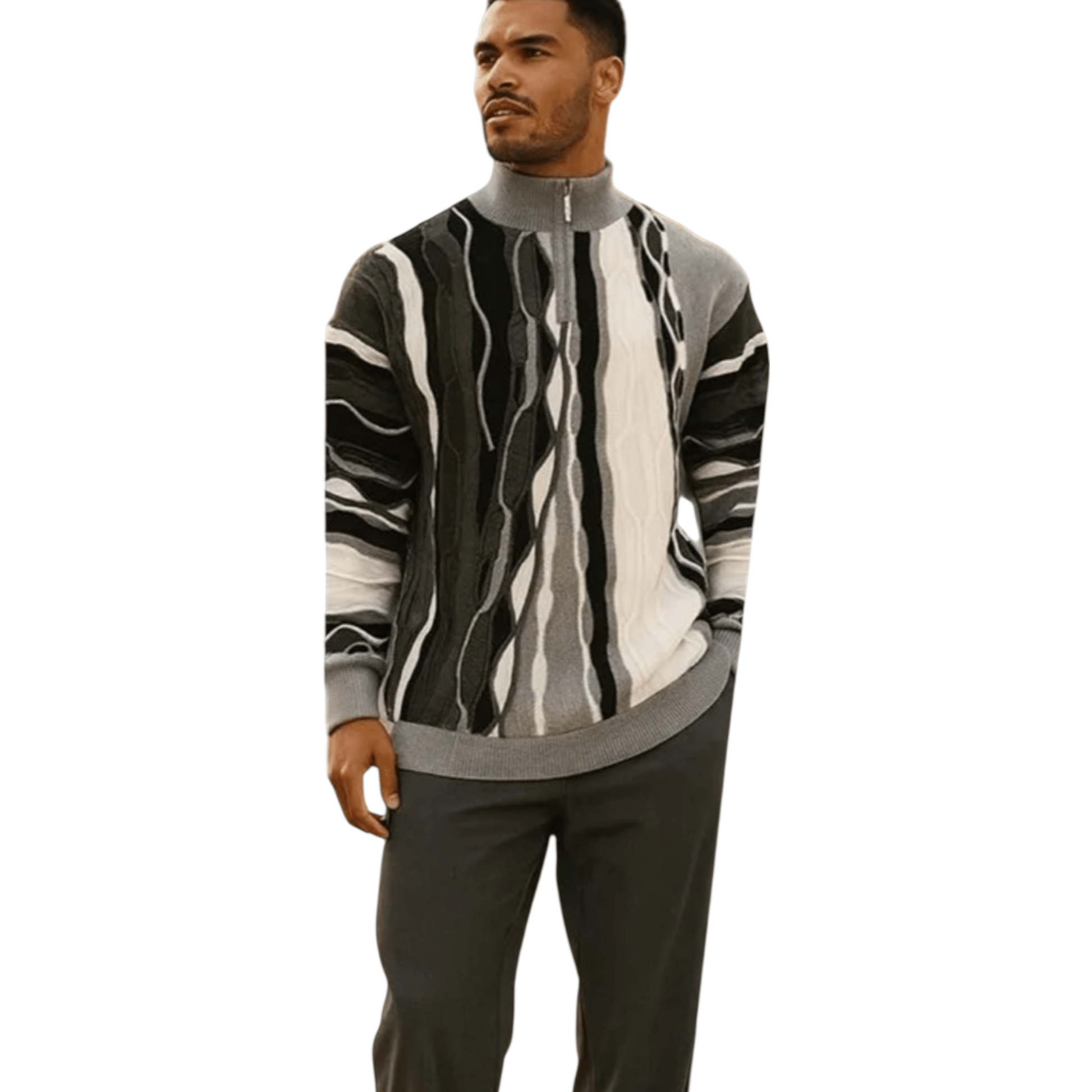 Stacy Adams Quarter Zip Pullover Sweater from On Time Fashions – Casual Sweater by Silver Silk, Birmingham AL’s 1 fashion store and premier destination for streetwear, suits, kids fashion, and big & tall