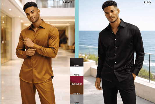 Stacy Adams Satin Shirt – 29000 from On Time Fashions – Dress Shirt by Stacy Adams, Birmingham AL’s 1 fashion store and premier destination for streetwear, suits, kids fashion, and big & tall