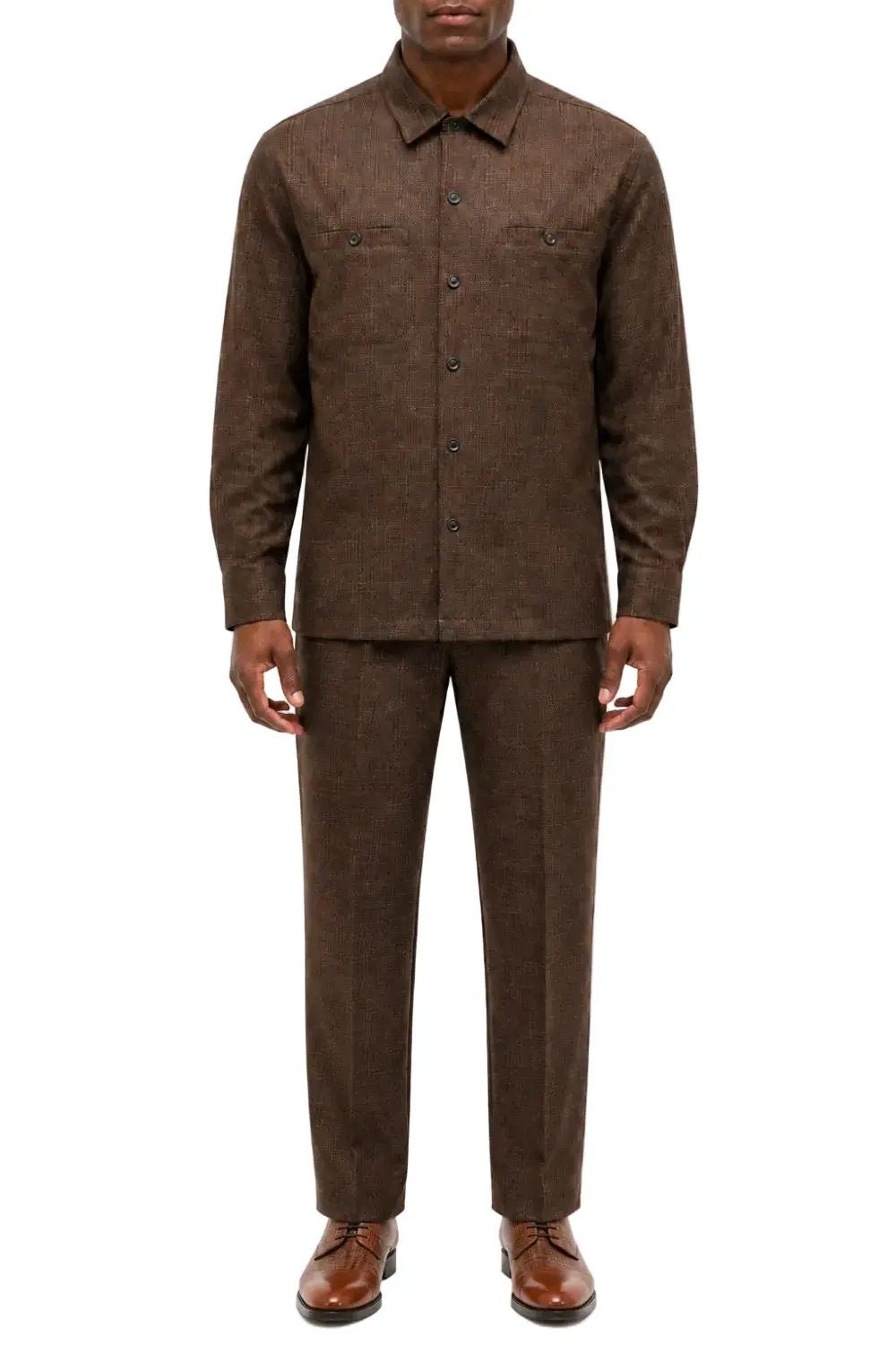Stacy Adams Textured Long-Sleeve Walking Suit Set – 35500