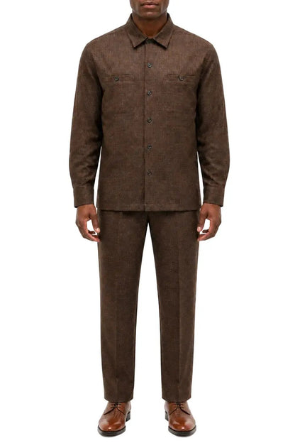 Stacy Adams Textured Long-Sleeve Walking Suit Set – 35500