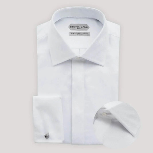Steven Land Elite – The River Twill | Double Woven Cotton | French Cuff from On Time Fashions – Dress Shirt by Steven Land, Birmingham AL’s 1 fashion store and premier destination for streetwear, suits, kids fashion, and big & tall
