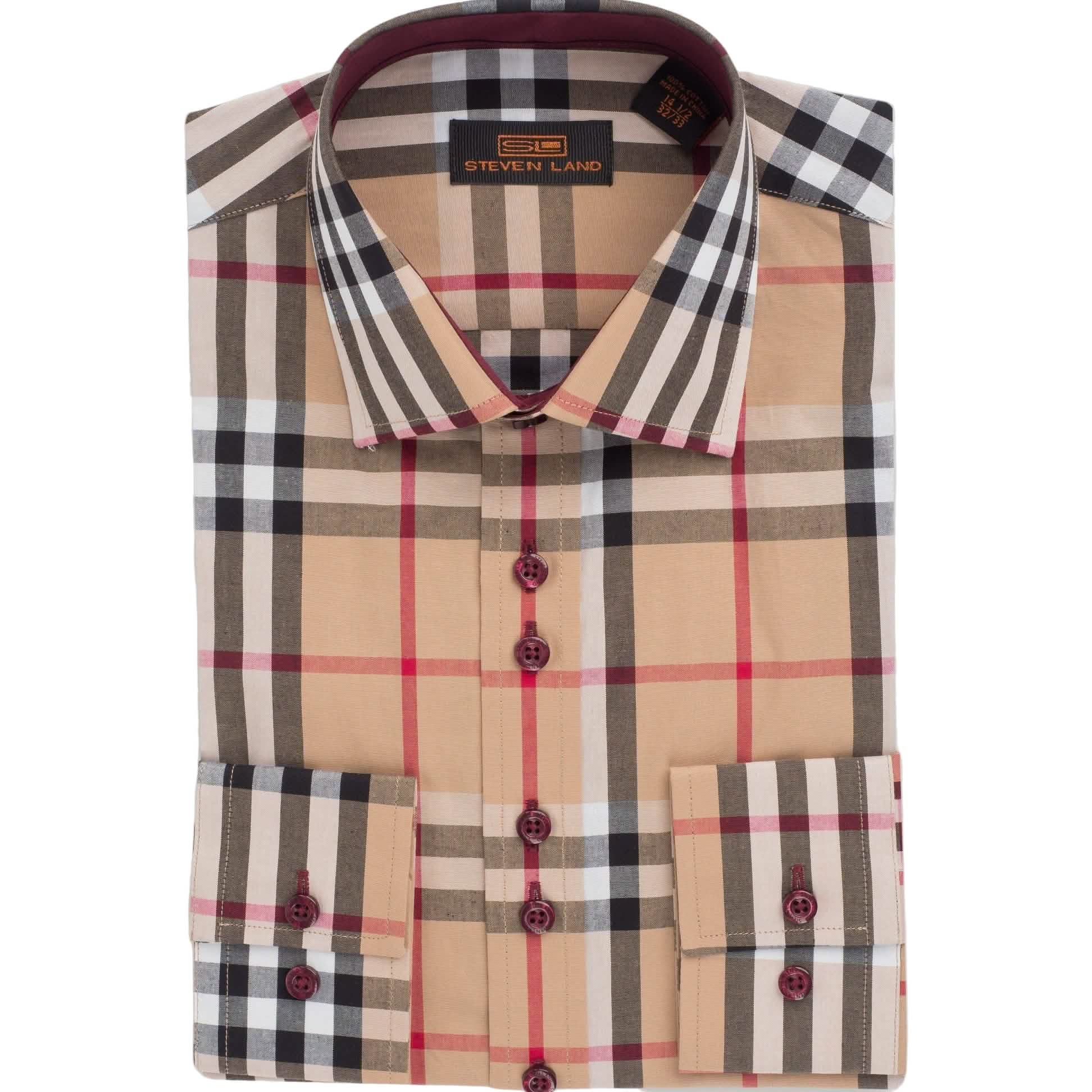 Steven Land –The Tartan III | Barrel Cuff & Classic Collar from On Time Fashions – Dress Shirt by Steven Land, Birmingham AL’s 1 fashion store and premier destination for streetwear, suits, kids fashion, and big & tall