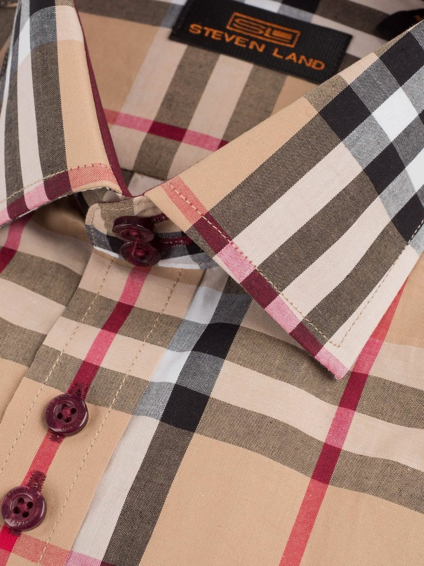 Steven Land –The Tartan III | Barrel Cuff & Classic Collar from On Time Fashions – Dress Shirt by Steven Land, Birmingham AL’s 1 fashion store and premier destination for streetwear, suits, kids fashion, and big & tall