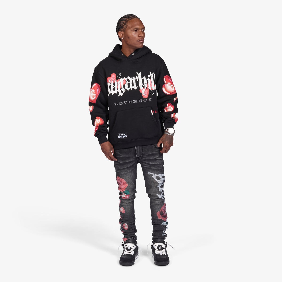 Sugarhill Loverboy Hoodie - Black, full length fit