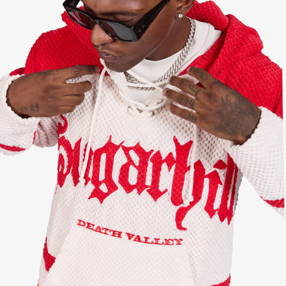 Sugarhill Mojave Hockey Hoodie - Red, neckline and fleece detail