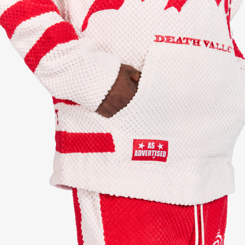 Sugarhill Mojave Hockey Hoodie - Red, pocket and hem detail