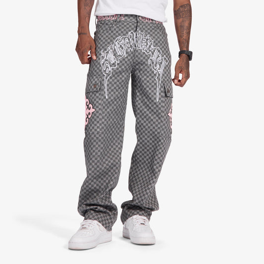 Sugarhill Darling Cargo Pants, Pink/Gray, front on model