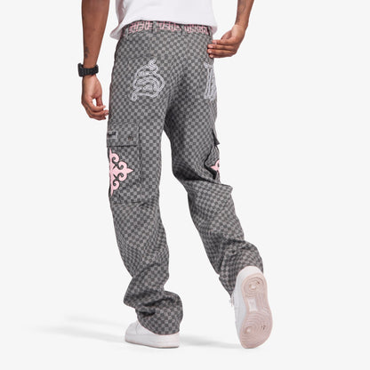 Sugarhill Darling Cargo Pants, Pink/Gray, back on model