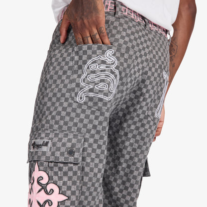 Sugarhill Darling Cargo Pants, Pink/Gray, cargo pocket detail