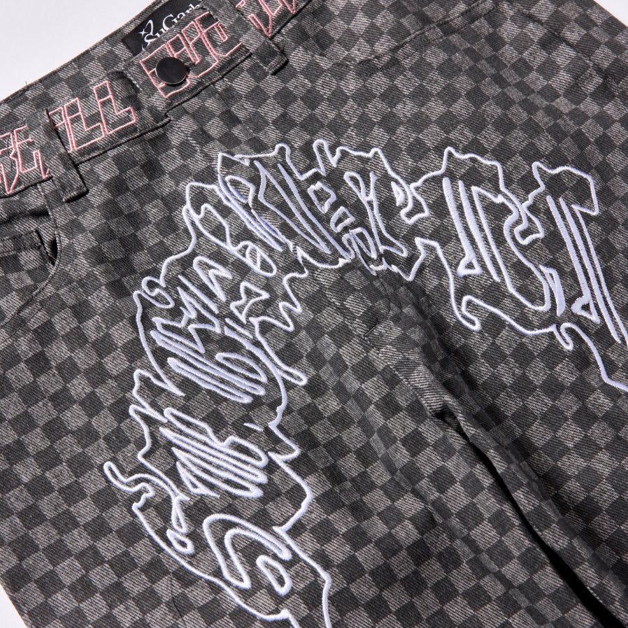 Sugarhill Darling Cargo Pants, Pink/Gray, waist and embroidery detail