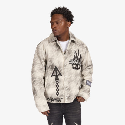 Sugarhill "Franz" Trucker Jacket, Gray, front on model