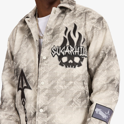 Sugarhill "Franz" Trucker Jacket, Gray, chest detail