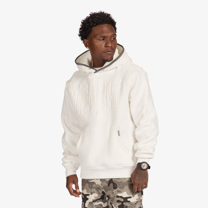 Sugarhill "Staring" Embossed Hoodie, White, front on model