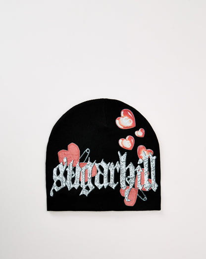 Sugarhill Loverboy Skully Beanie - Black, front product photo